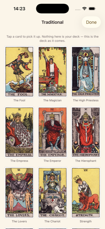 Inspecting the cards of a deck